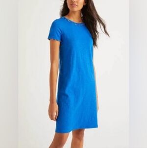 Boden Cotton Pom Pom Detail Pullover Tee Shirt Dress 10r